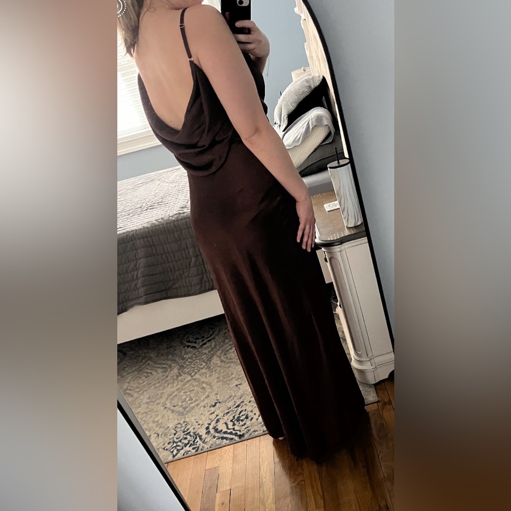 Reverly Nadia Mahogany Satin Bridesmaid Dress